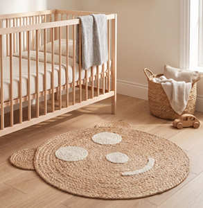 Tapis rond en jute avec motif à pois ludique pour chambre d'enfant, salle de jeux et espaces de vie décontractés - Product Image 2