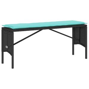 Set da pranzo da giardino in polyrattan nero a 3 pezzi con cuscini - Product Image 5