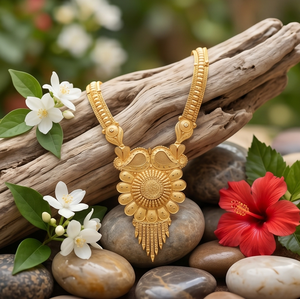 DIVYORO Gold Plated <b>Copper</b> Alloy Classic Statement Necklace for Women's Adjustable Length Bead <b>Chain</b> Pendant Design All - Product Image 4
