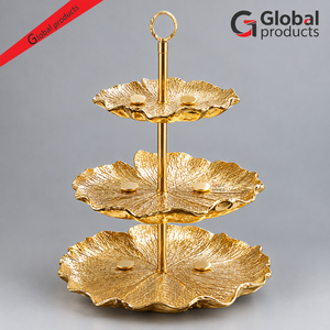 Nouveauté : support à gâteau en métal à 3 étages, nouveau design, plaqué or, pour mariage, anniversaire, hôtels, décoration - Product Image 1