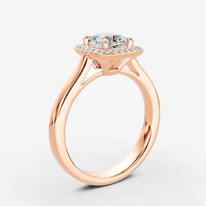 Halo Cushion Solitaire <b>Ring</b> in 18K Rose Gold Diamond Fine <b>Rings</b> Anniversary Gift Fine <b>Engagement</b> Gift Fine Jewelry Supply Bulk - Product Image 1