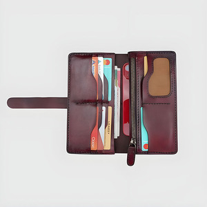 Premium <b>Men</b> Genuine Leather Phone Organizer Bifold Long <b>Wallet</b> Burgundy Luxury Handmade <b>Wallet</b> With Handstitching Zipper Pocket - Product Image 2