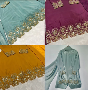 Conjunto de Kurta Tradicional para Mujer, Diseño de Alta Costura, Crepé Natural Pesado, Corte Regular, con Dupatta Elegante Reversible, para Todas las Temporadas, Casual y de Fiesta - Product Image 2