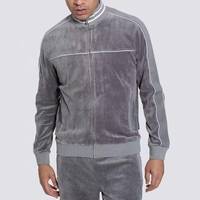 Ensemble 2 pièces de survêtement personnalisé avec fermeture éclair pour homme, avec passepoil et revers élastiques, veste et short unisexe en velours brodé et réfléchissant pour homme