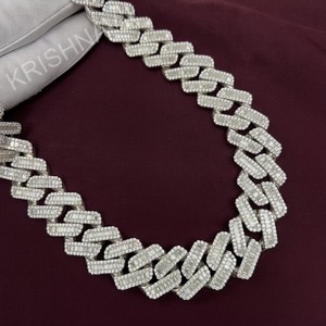 20MM Moissanite 925 Silver 18K Gold Plated Cuban Link Chain Iced Mens Women Luxury Hip Hop Jewelry <b>Statement</b> <b>Necklace</b> Premium - Product Image 3