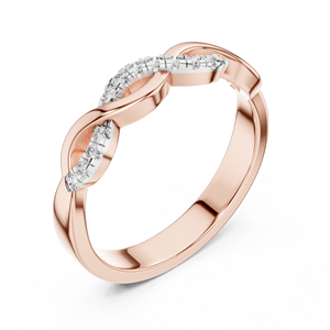 TRENDY TWISTED LAB GROWN Round CUT DIAMOND RHODIUM PLATED 18KT SOLID ROSE GOLD ENGAGEMENT PARTY <b>GIFT</b> WEDDING DAILY USE WOMEN - Product Image 1