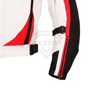 เสื้อแจ็คเก็ตมอเตอร์ไซค์สำหรับผู้ชาย สีขาว แดง ดำ แขนยาว กันลม ดีไซน์สีตัดต่อ ใส่ได้ทุกฤดู ราคาถูก รับผลิตแบบ OEM - Product Image 6