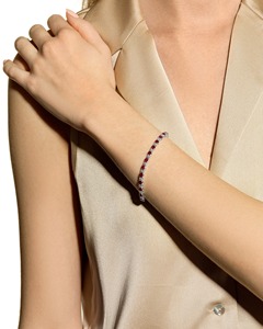 Bracelet en or 14 carats avec diamant de laboratoire taille émeraude couleur sang de pigeon pour mariage, fête et cadeau - Product Image 4