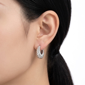 Handcrafted bohemian sterling <b>silver</b> <b>hoop</b> <b>earrings</b> with ethnic artisan design lightweight statement jewelry <b>for</b> <b>women</b> gift - Product Image 1