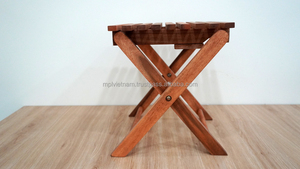 Mesa Auxiliar Plegable Cuadrada Pequeña de Madera de Acacia, Venta al Por Mayor de Fábrica, Acabado Galvanizado Multi-Estilo para Macetas y Jardineras - Product Image 4