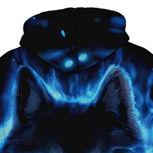 Sudadera Unisex con Estampado de Lobo 3D, Ojos Azules Brillantes, Formal, 100% Algodón, Antiarrugas, Forro Polar, Corte Regular, para Otoño - Product Image 4