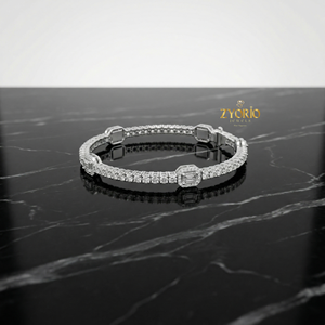 สร้อยข้อมือเงินแท้ทรงเรขาคณิตประดับเพชรแบบโซ่สีโรสโกลด์ ดีไซน์คลาสสิกทันสมัย ของขวัญสำหรับผู้หญิง งานแต่งงาน งานปาร์ตี้ - Product Image 3