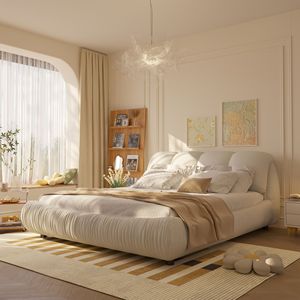 Letto King Size di Lusso Imbottito con Schienale Oversize, Struttura in Legno Massello per Diverse Altezze - Product Image 3