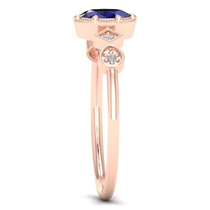 Anillo de Compromiso REYES de Oro Sólido de 14K con Moissanita y Zafiro Azul para Mujer, Joyería Fina de Lujo, Precio al por Mayor - Product Image 3