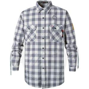 Chaquetas de Soldadura Resistentes al Fuego y Repelentes al Agua de .5 oz, NFPA2112 CAT2, con Botones a Presión, Estampado a Cuadros, Seguras, Ignífugas, FRC, con Paquete de Respirador - Product Image 1