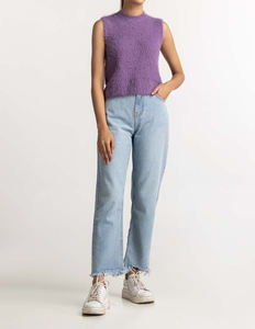 Suéter corto sin mangas para mujer, 100% lana pura, suéter largo grueso, cárdigan holgado de lana para mujer - Product Image 6