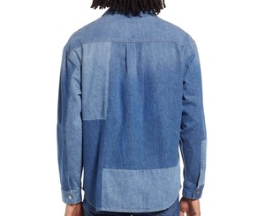 Cumbre Sports Wholesale Custom Made Denim Jeans <b>Shirt</b> <b>Patchwork</b> Oversize Drop Shoulder Denim Jeans <b>Shirts</b> For Mens Breathable - Product Image 5