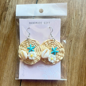 Pendientes de Arte Folclórico Bohemio Tejidos con Ratán Natural, Joyería Ecológica, Marca TUYET DUNG, Hechos en Vietnam, para Bodas - Product Image 6