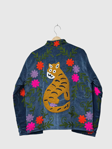 Veste en velours brodée à la main, col mandarin, manches longues, motif animal, taille plus pour femmes, vêtements d'automne - Product Image 4
