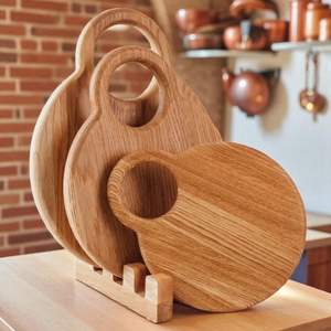 Assiette à pizza en bois naturel avec rainure pour steak |   Planche de service rustique pour la salle à manger - Product Image 5