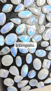Irfan Gems Natural Rainbow Moonstone (<b>Quartz</b>) Loose Gemstones-Mix Shapes/Sizes 20-40mm 7-12g for Jewelry Making Rajasthan Origin - Product Image 4