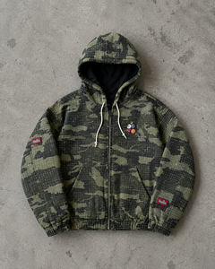 Sudadera con capucha negra con cremallera y tachuelas, corte regular, estilo urbano, de algodón grueso y forro polar, ecológica, para hombre, de invierno, con parche de letras - Product Image 6