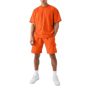 SPINE CRAFT Ensemble deux pièces streetwear décontracté pour homme en tissu éponge écologique haut de gamme, t-shirt à col rond ample pour jeune homme - Product Image 2