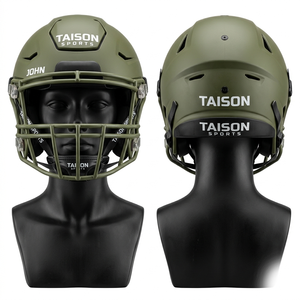 Premium <b>ABS</b> Polycarbonate American Football Mask 320 GSM Olive Green Matte Finish Custom Heat Transfer Logo - Product Image 1