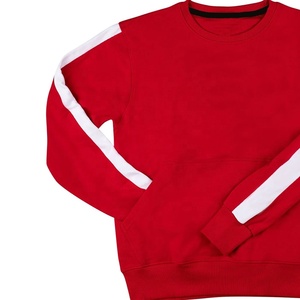 Sweat-shirt à col rond pour femmes Sorority, couleur crème, avec rayures rouges et noires, manches longues, en coton tricoté, haut décontracté avec poches - Product Image 4