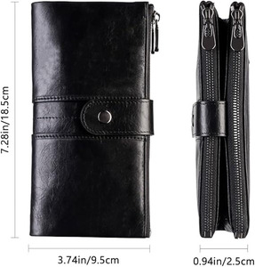 Portefeuille long léger pour homme avec fermeture à bouton-pression, logo personnalisé, OEM, haute qualité, prix de gros, cuir véritable, tendance - Product Image 4