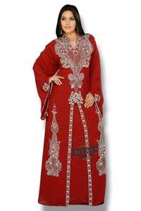 Ensemble 2 pièces de luxe AWAIS HOUSE pour femmes musulmanes, robe longue en velours uni perlé, lavable, coupe trapèze, vente en gros - Product Image 2