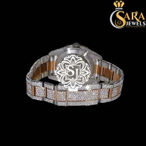 Reloj Cronógrafo de Lujo Estilo Hip Hop de Calidad Superior con Acentos en Oro Rosa y Diamantes de Moissanita VVS Completamente Engastados - Product Image 1