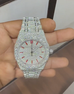 Montre unisexe de luxe moderne en acier inoxydable avec diamants Moissanite, mouvement automatique, cadran en verre glacé, style Hip Hop, cadeau d'anniversaire - Product Image 1