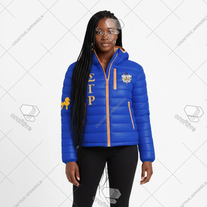 Veste matelassée à capuche Sigma Gamma Rho prête à être expédiée, veste matelassée de haute qualité, veste universitaire matelassée pour femmes - Product Image 3