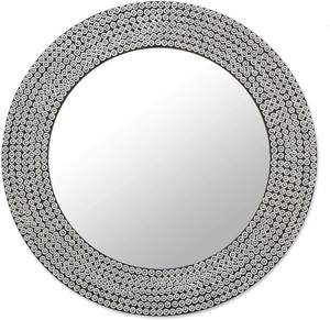 Decorative Modern Designer Round <b>Wall</b> <b>Mirror</b> with Metal Studded Frame <b>Wall</b> Mounted <b>Mirror</b> for Living Room Home - Product Image 1