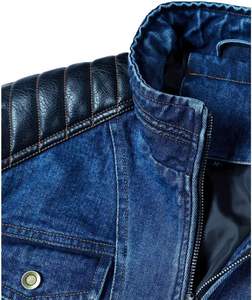 <b>Men's</b> Denim Jacket with Leather Patchwork Jacket Trucker <b>Biker</b> <b>Jeans</b> Jacket with Multi-pockets - Product Image 3