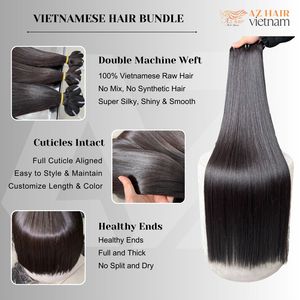 Venta al por mayor 100% Color Natural Raw vietnamita Remy Extensiones de cabello Hueso sedoso Paquetes de cabello liso Precio de fábrica superior - Product Image 4