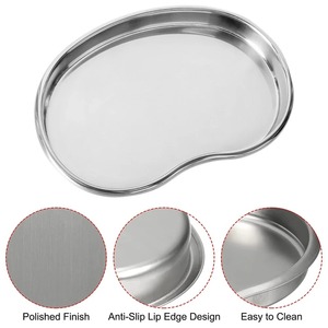 1 unidad de bandeja de acero inoxidable para tatuajes, almacenamiento de cosméticos, tarro, contenedor, botella, pinzas, bandeja médica, quirúrgica, dental - Product Image 2