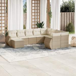 Conjunto de Sofás de Jardín de Ratán Beige, 6 Plazas, Muebles de Exterior Resistentes a la Intemperie, Diseño Contemporáneo - Product Image 3
