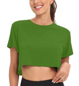 เสื้อครอปท็อปผู้หญิง ดีไซน์ใหม่สวยงาม คอวี ผ้าเจอร์ซีย์ 300 กรัม พิมพ์โลโก้ ผ้าฝ้าย 100% เป็นมิตรกับสิ่งแวดล้อม ระบายอากาศได้ดี - Product Image 4