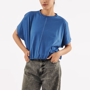 Camisetas cortas deportivas para mujer, talla adulta, color personalizado, color sólido y estampado sólido, camisetas cortas para mujer - Product Image 3