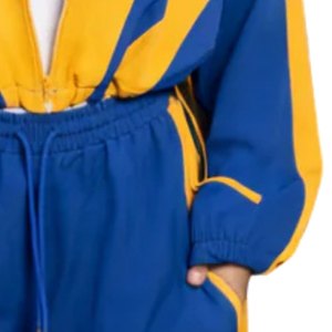 ชุดวอร์มเซ็กซี่แบบครอปพิมพ์ลาย Sigma Gamma Rho สีน้ำเงินทอง ชุดสองชิ้นสำหรับผู้หญิง ชุดกีฬาชมรมกรีก สไตล์ลำลองแนวสตรีทแวร์ - Product Image 4