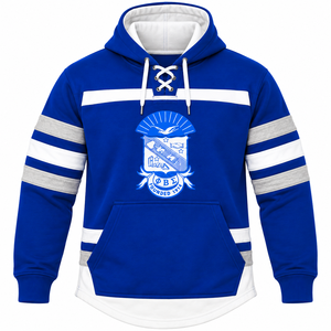 Sudadera con Capucha Azul Rey para Hombre Phi Beta Sigma con Bordado del Escudo, Cuello con Cordones, Mangas a Rayas y Bolsillo Canguro - Fraternidad - Product Image 3
