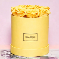 Boîtes à fleurs rondes rigides vides avec ruban en papier, poignée et couvercles, pour fleurs, avec insert imperméable