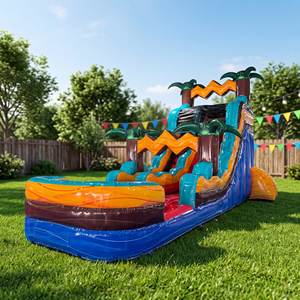 Commercial Rental Custom Water <strong>Slide</strong> Inflatable Water Park For Parties, Double Waterway Inflatable <strong>Slide</strong> With <strong>Pool</strong> - Product Image 1