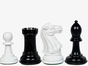 Jeu d'échecs soviétique de club de 1940 reproduit, en bois d'ébène et de buis peint blanc ivoire, pièces de 4,0 cm de hauteur, au meilleur prix - Product Image 6