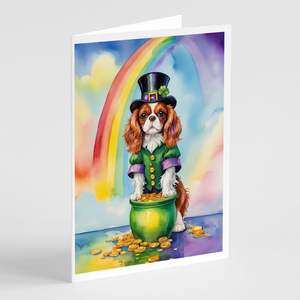 Whimsical A7 Size <b>5x7</b> Cavalier Spaniel St Patrick's Day Greeting Cards Pack 8 Blank Note Cards with <b>Envelopes</b> - Product Image 1