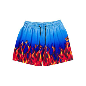 Shorts de sport et de course d'été imprimés en polyester 100% à taille mi-haute, anti-plis, séchage rapide, respirants, avec cordon de serrage, tricotés, décontractés - Product Image 3