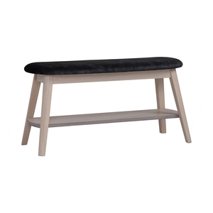 Modern Minimalist White Wash Dining Bench with Upholstered for <b>Small</b> Space Living and Apartments - Product Image 1