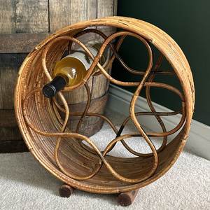 Lightweight Rattan Wine Rack For <b>Small</b> Kitchen <b>Storage</b> And Decorative Wine Bottle Organizer For Apartment Living - Product Image 1